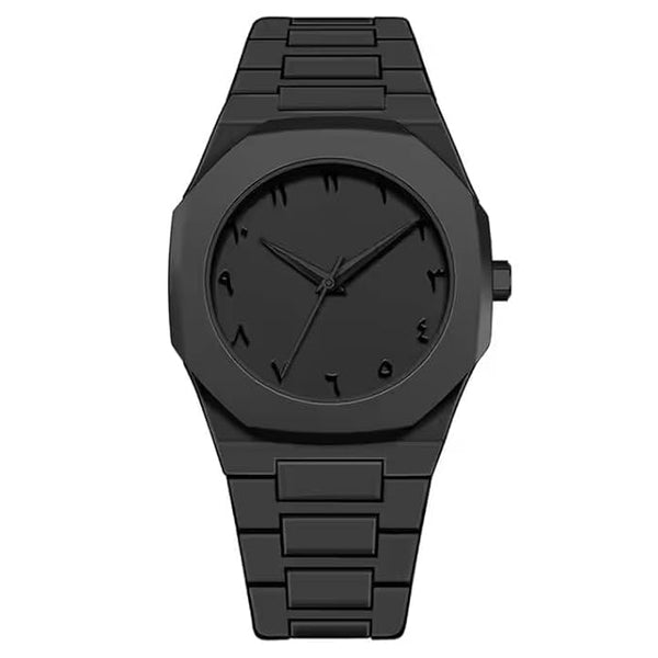 Arabian | Aura Dial & Polycarbonate (Platic) Charcoal Minimalist Arabic Aura Watch Black Analog Arabian Numeral Watches for Man Offer & Boys | Premium Stylish Man Watch for Men Arabic (Black)
