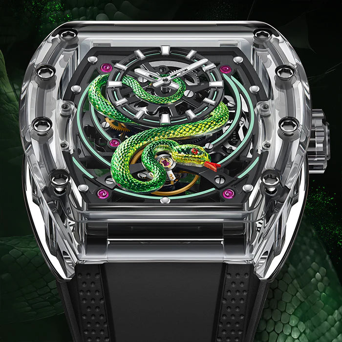 BG6004-R2 Black Crystal Series Automatic Watch